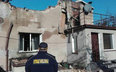 Pożar budynku w Kosztowach